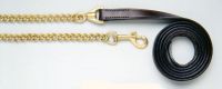 Dark Oil 3/4" Leather Lead Shank - 30" Brass Plated Chain