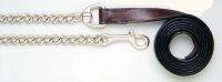 Dark Oil 3/4" Leather Lead Shank - 30" Nickel Plated Chain