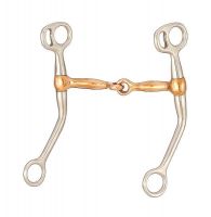 Shanked Training Snaffle Bit - Copper Mouth Piece