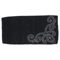 Miniature Horse Black Wool Saddle Blanket - Silver Studs - 19" x 19"