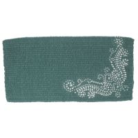 Miniature Horse Turquoise Wool Saddle Blanket - Crystals & Silver Studs - 19" x 19"