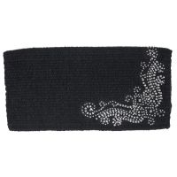 Miniature Horse Black Wool Saddle Blanket - Crystals & Silver Studs - 19" x 19"
