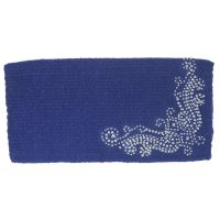 Miniature Horse Royal Blue Wool Saddle Blanket - Crystals & Silver Studs - 19" x 19"