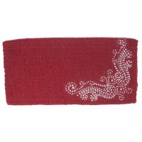 Miniature Horse Red Wool Saddle Blanket - Crystals & Silver Studs - 19" x 19"