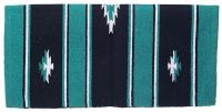 Western Sierra Wool Saddle Blanket - Teal/Blk/Cream - 32"x32"