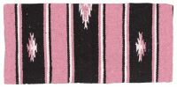 Western Pony Wool Saddle Blanket - Pink/Blk/Cream - 24" x 24"