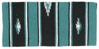 Western Pony Wool Saddle Blanket - Teal/Blk/Cream -24" x 24"