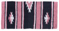 Miniature Horse Western Wool Saddle Blanket - Pink/Blk/Cream - 19" x 19"