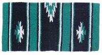 Miniature Horse Western Wool Saddle Blanket - Teal/Blk/Cream -19" x 19"