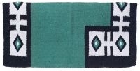 Western Saddle Blanket - Thunderbird Double Weave - Teal - 32" x 32"