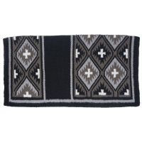 Sequoyah Western Wool Saddle Blanket - Blk/Grey/White - 34" x 36"