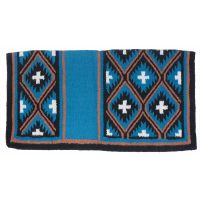Sequoyah Western Wool Saddle Blanket - Teal/Blk/Orange - 34" x 36"