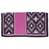 Sequoyah Western Wool Saddle Blanket - Pink/Blk/Grey/White - 34" x 36"