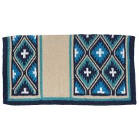 Sequoyah Western Wool Saddle Blanket - Teal/Taupe/Turquoise/White - 34" x 36"