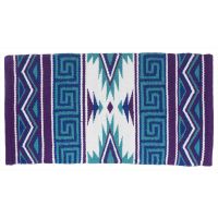 Western Mayan Navajo Wool Saddle Blanket - Purple/Teal/Blue/White