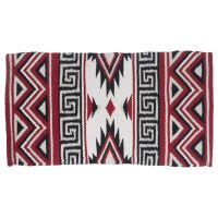 Western Mayan Navajo Wool Saddle Blanket - Red/White/Black/Taupe