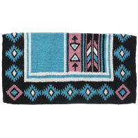 Western Cherokee Wool Saddle Blanket - Turquoise/Pink/White/Black