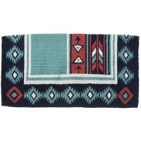 Western Cherokee Wool Saddle Blanket - Navy/Teal/Coral/Taupe/White