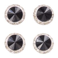 Faceted Black and Clear Crystal Magnetic Show Number Holder ( Set of 4)