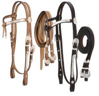 Leather Silver Show Futurity Brow Headstall & Reins