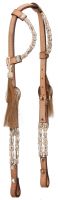 Double Ear Silver Ferrule Headstall -  Light Oil Leather