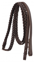 English Braided Bridle Reins - Havana Brown Leather - 7/8" x  54"