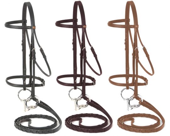 Eureka Leather CNB Snaffle Bridle & Reins Pony Cob Or Full Size ~ Black~Brown 