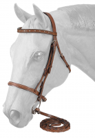 English Bridle and Reins - Raised Leather - Crystal Stone Browband