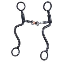 Black Steel S Shank Bit with Sweet Iron & Copper Dogbone Snaffle