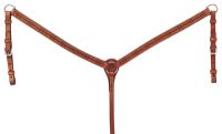 Medium Oil Western Leather Breastcollar 1" Barbed Wire Tooled