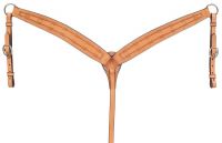 Black Premium Leather Tapered Breastcollar - Barb Wired Tooled