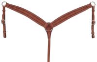 Medium Oil Premium Leather Tapered Breastcollar - Barb Wired Tooled