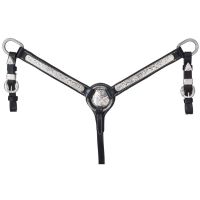 Miniature Horse Breastcollar - Silver Black Leather - McCoy Collection