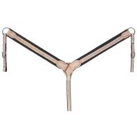 Brown Nylon Breastcollar - Light Oil Leather Overlay - Silver Dots