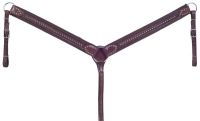 Brown Nylon Breastcollar - Brown Leather Overlay -Silver Dots