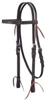 Black Leather Straight Brow Headstall w/ Barbed Wire Detail