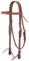 Medium Oil Leather Straight Brow Headstall w/ Barbed Wire Detail