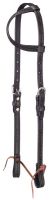 Black Leather Single Ear Headstall w/ Barbed Wire Detail