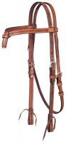 Leather Futurity Brow Headstall w/ Barbed Wire Detail