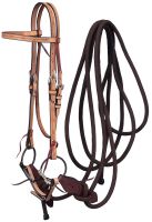 Leather Browband Headstall, Snaffle & Mecate Set