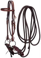 Leather Browband Headstall, Snaffle & Mecate Set