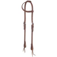 Double Stitched Harness Leather Single Ear Headstall w/Tie Ends