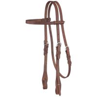 Heavy harness leather browband headstall with quick change ends.