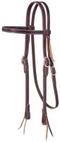 Premium Harness Leather Browband Headstall with Tie Ends