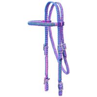 Braided Cord Mini Browband Headstall with Crystal Accents