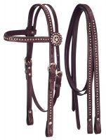 Tough-1 Headstall with Reins w/ Dots and Star Conchos