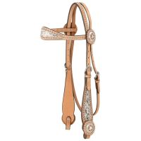 Browband Headstall with Hair On Hide - Light Oil Leather