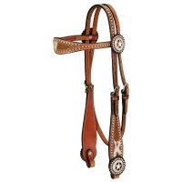 Browband Headstall with Hair On Hide - Medium Oil Leather