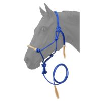 Rope Horse Halter with Rawhide Noseband and Lead