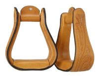 Western Leather Covered Stirrups - Tooled Leather - 3 Colors
